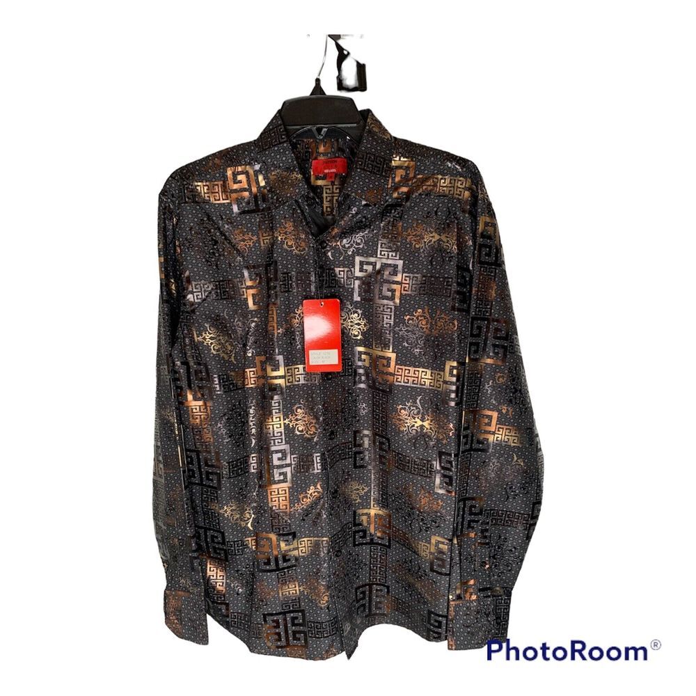 Patron Cito Red Label NWT‎ long sleeve Nice dress shirt size M BLK Great Design